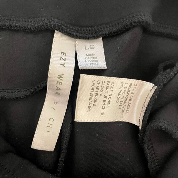 EZY Wear by CH1 Size L Black Jogger Capri Sweat Pants with Front Pockets - Picture 3 of 3
